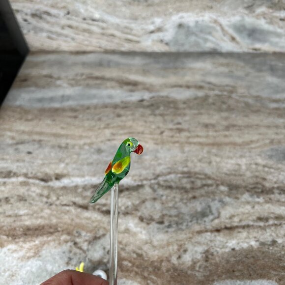Glass Stir Sticks Bird Designs Unique Set Of 4 Cocktail Swizzle Stick Barware - Picture 7 of 12